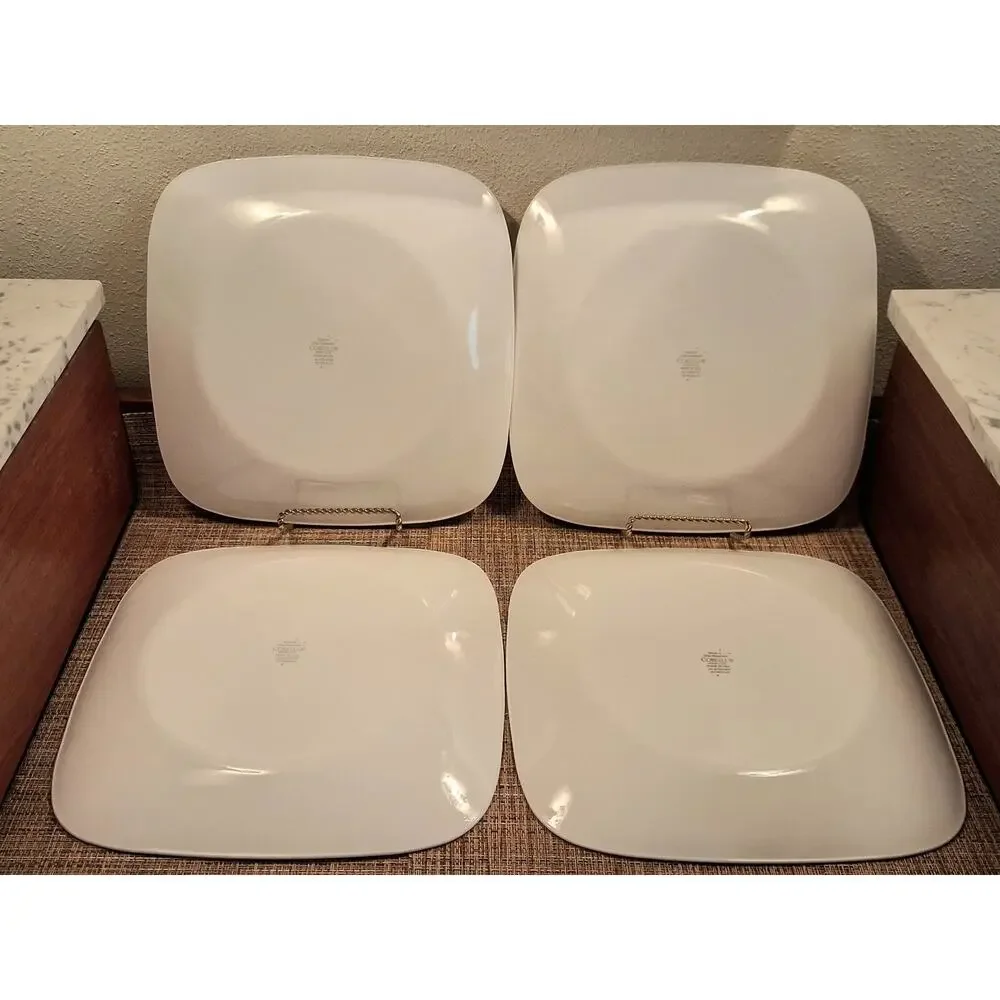 Corelle by Corning TWILIGHT GROVE Set of 4 Square Dinner Plates 10.5